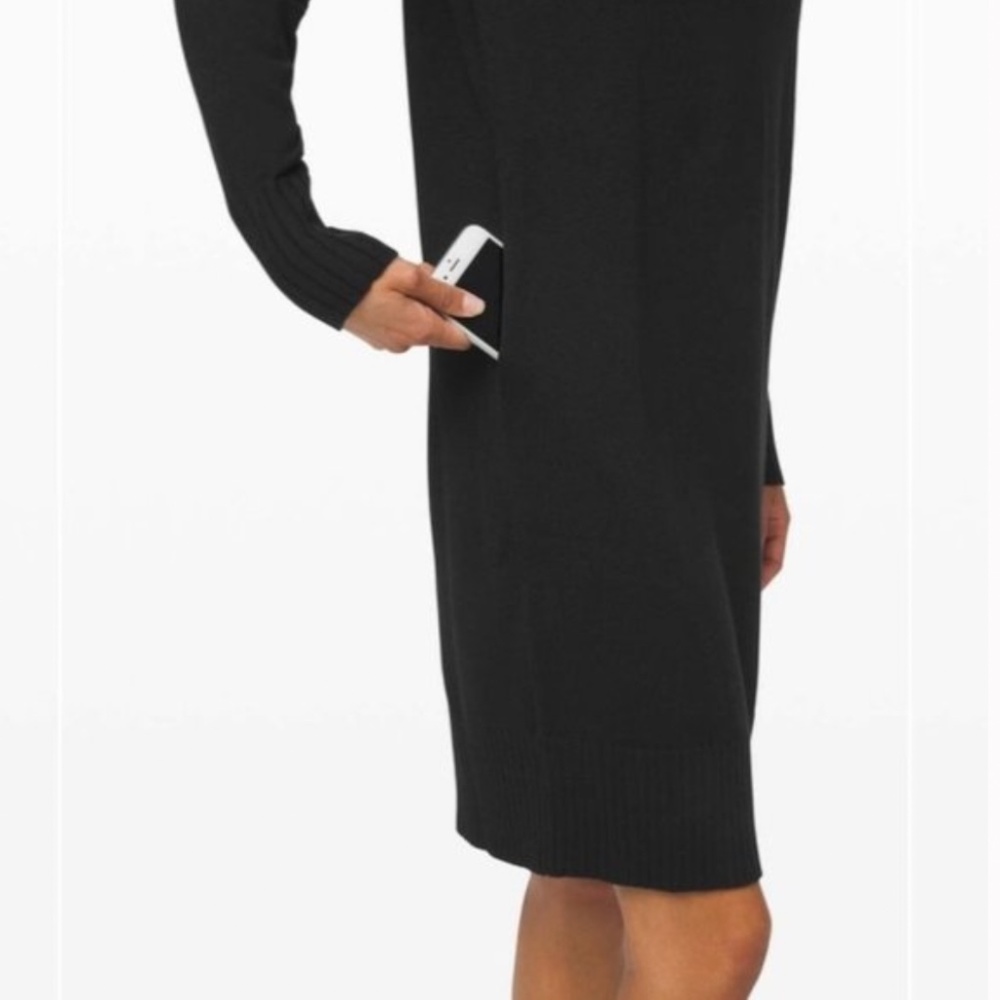 NEW Lululemon Softer Still Knit Sweater Dress Black Cashmere Blend XL Pocket - Picture 4 of 15